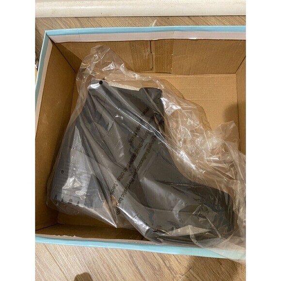 Soda Jaber Black Chunky Lug Sole Elastic Gore Pull On Wide Chelsea Ankle Boot 8 - Picture 7 of 10